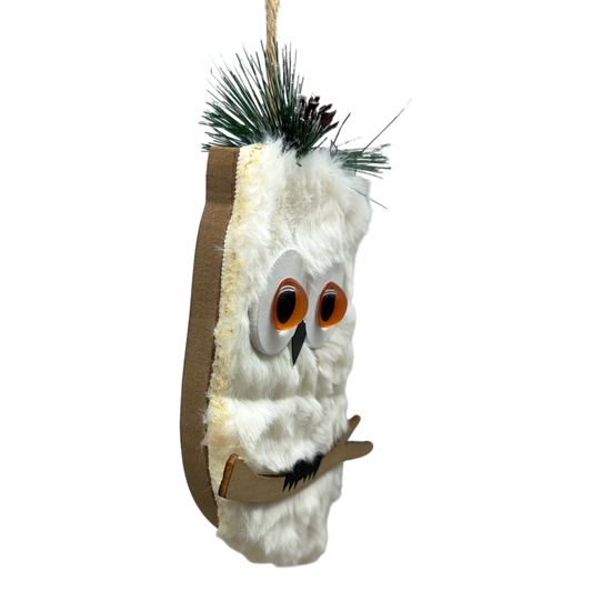 White Holiday Owl Ornament