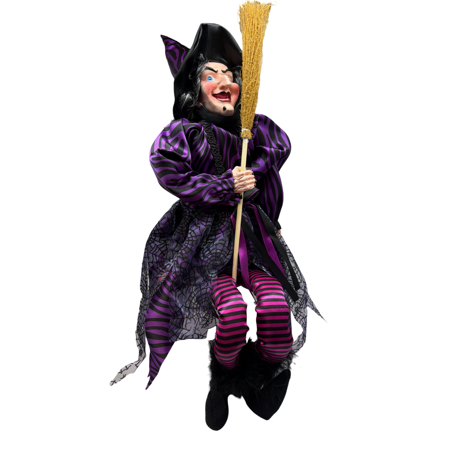 Black and Purple Fabric Sitting Halloween Witch