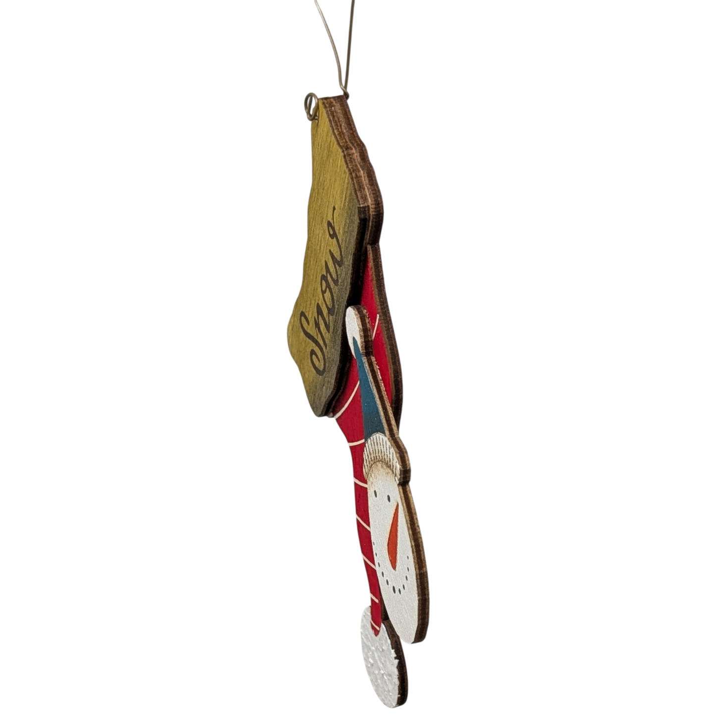 Snowy's Upside-Down Wishes: Hand-Painted Plywood Ornament