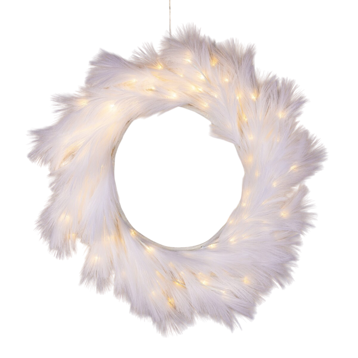 Lighted Artificial Pampas Grass Wreath