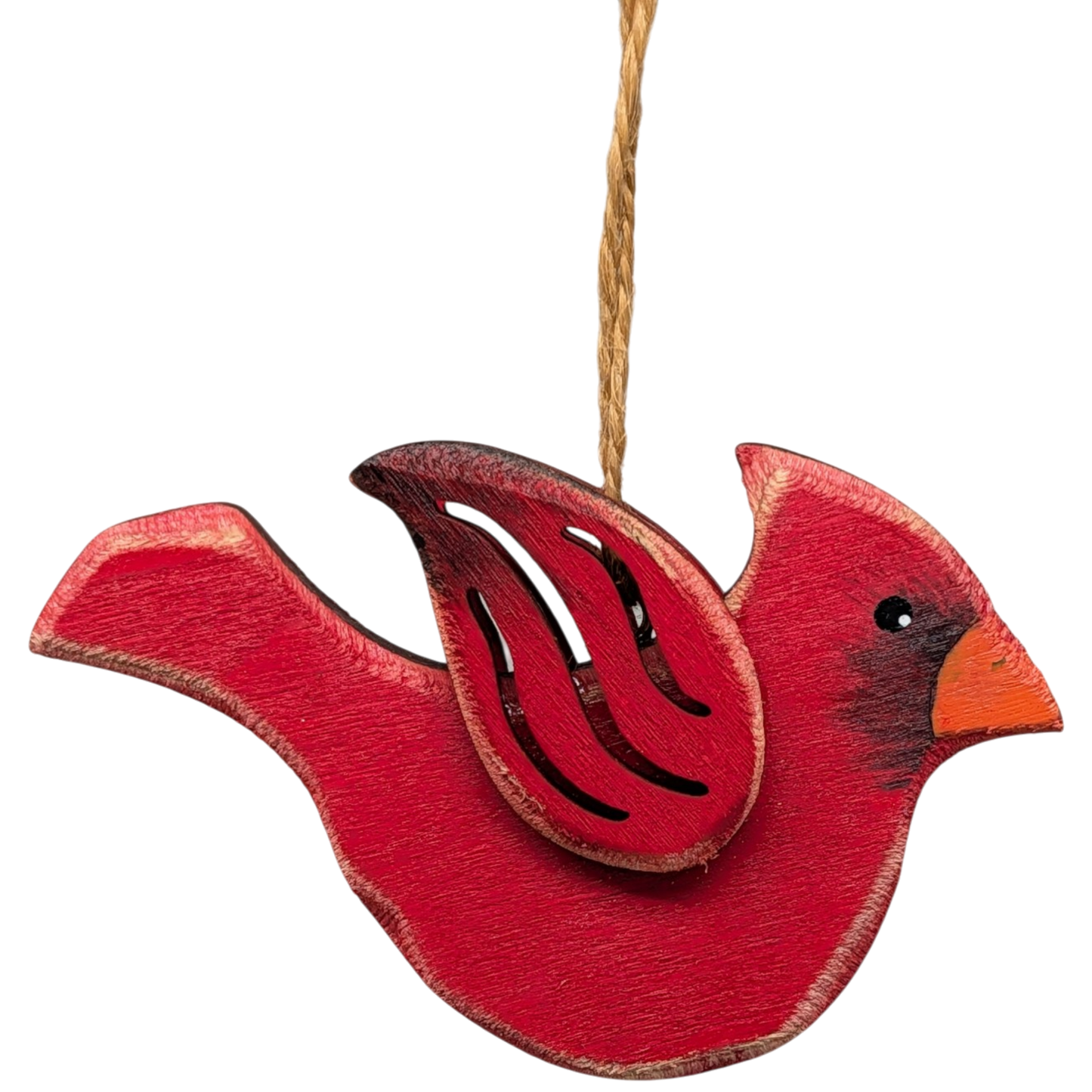 Hand-Crafted Wooden Cardinal Ornament -