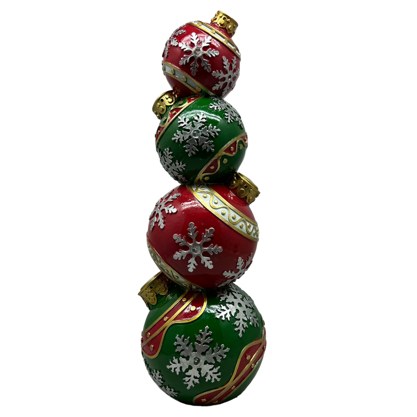 Lighted Red & Green Ornament Stack - 15 Inch