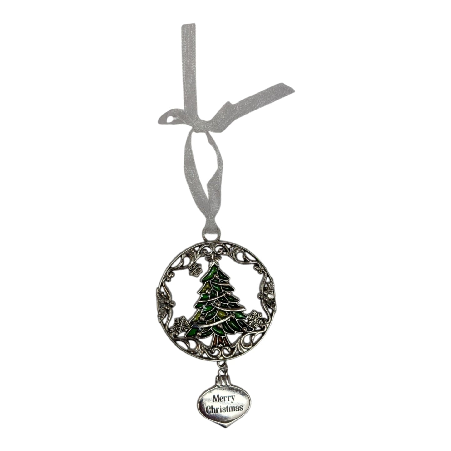 Merry Christmas Evergreen Tree - Colors of Christmas Ornament