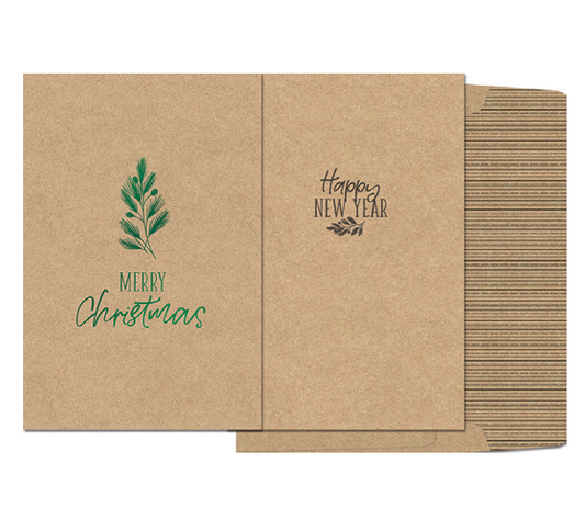 Winter Birch Boxed Cards – Kraft Pine & New Year Duo