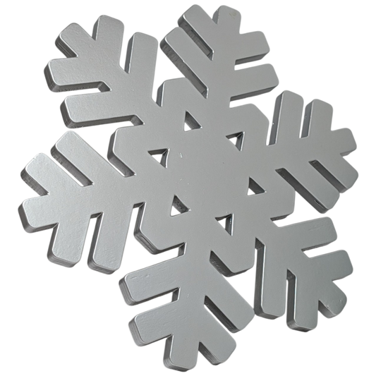 Wood Snowflake Design Riser Silver