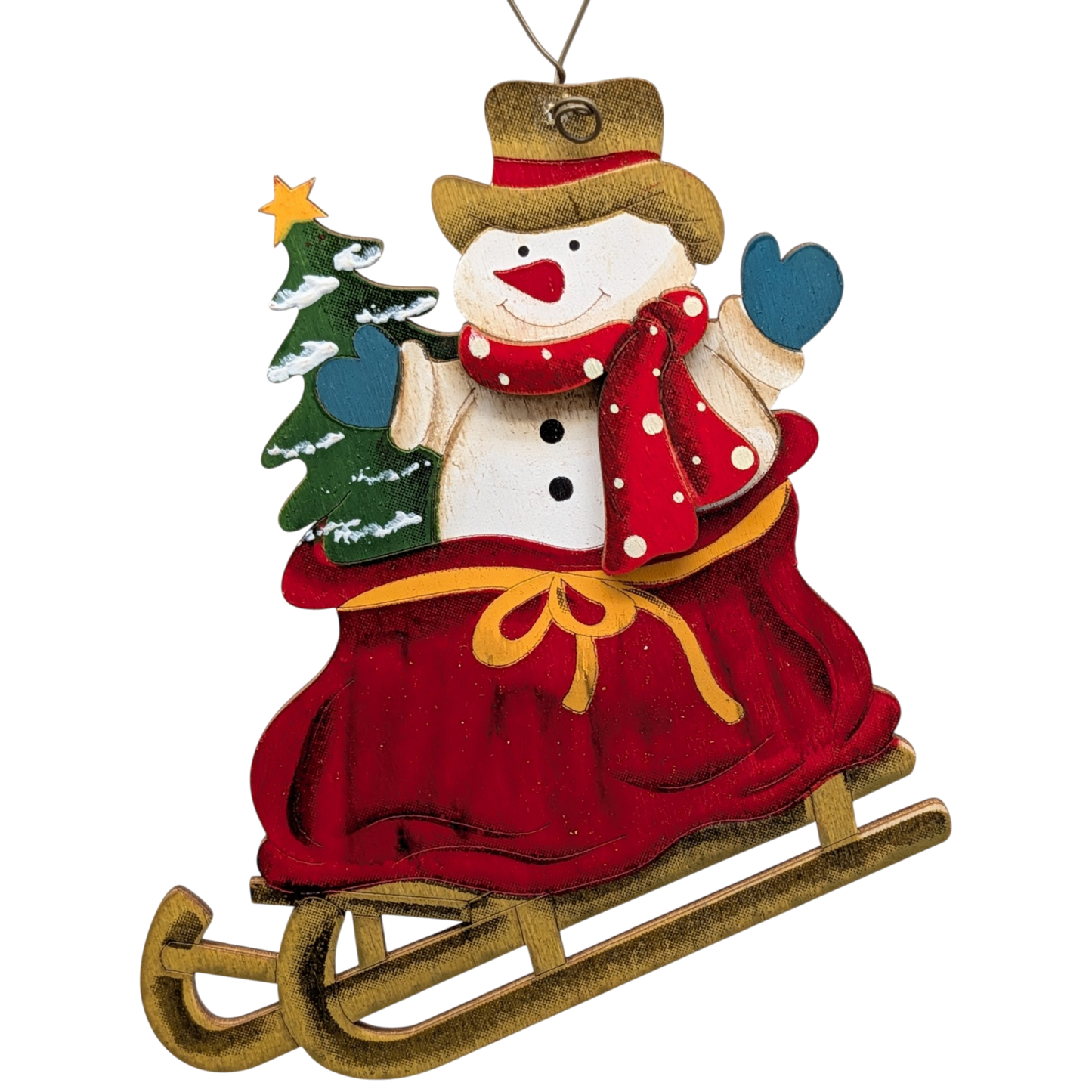 Kristof's Sleigh Ride Adventure: Hand-Painted Plywood Ornament