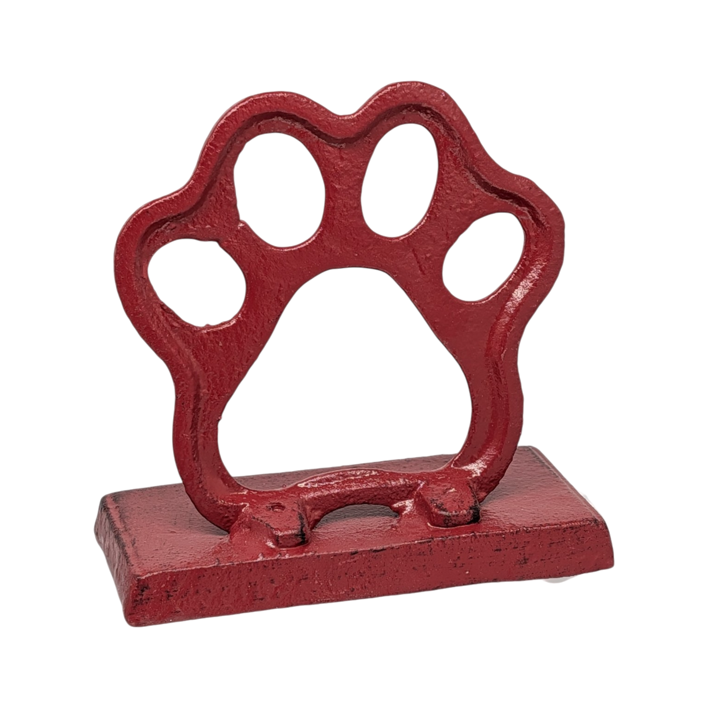 Cast Iron Paw Print Stocking Holder - Red