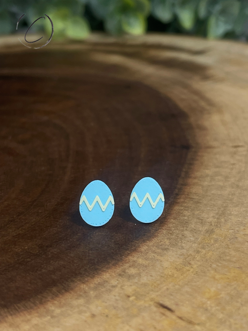 Easter Eggs Pastel Blue Stud Earrings