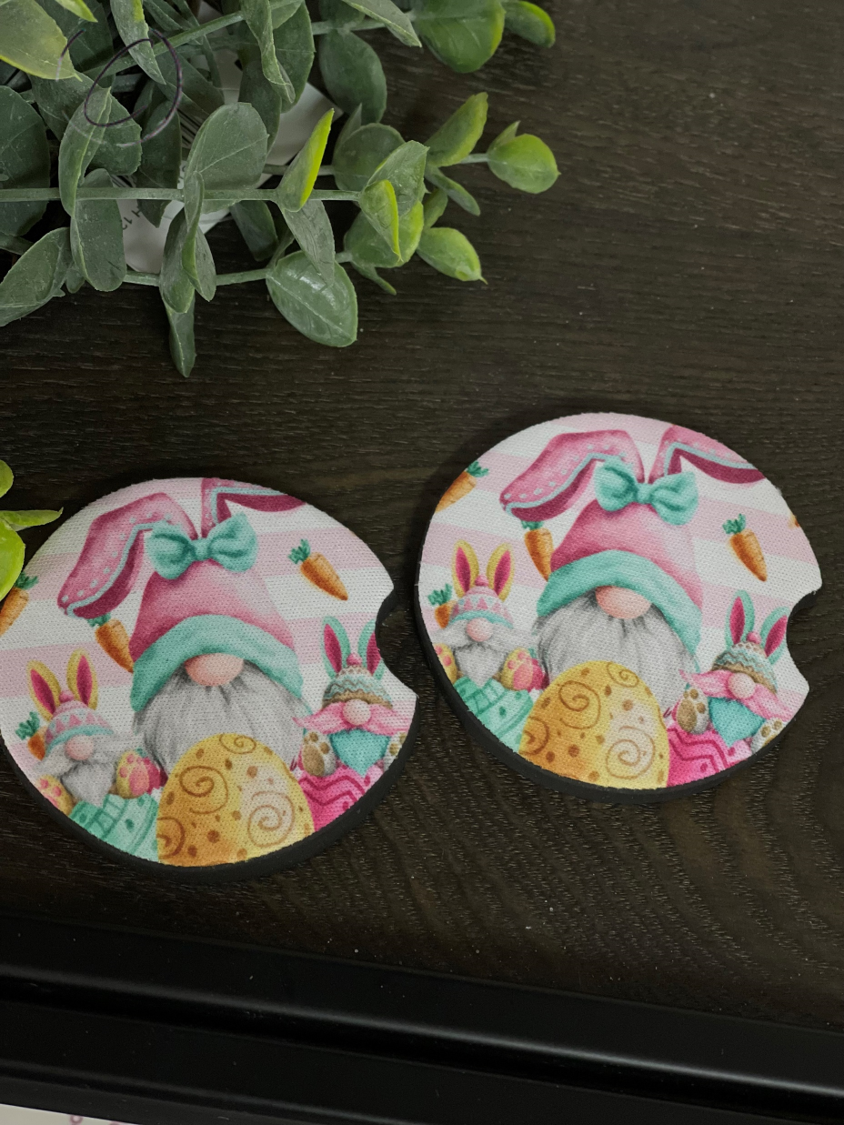 Easter Bunny Gnomes Car Coaster Set