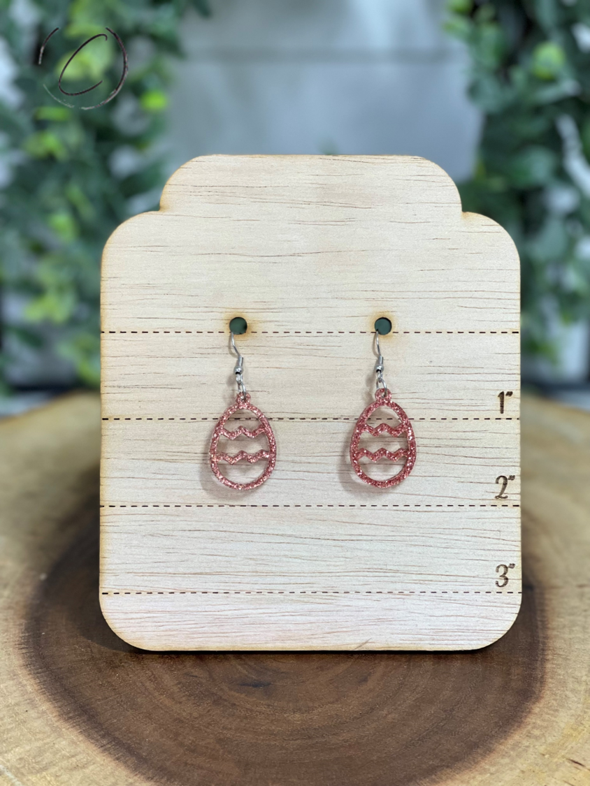 Easter Egg Rose Gold Glitter Dangle Earrings