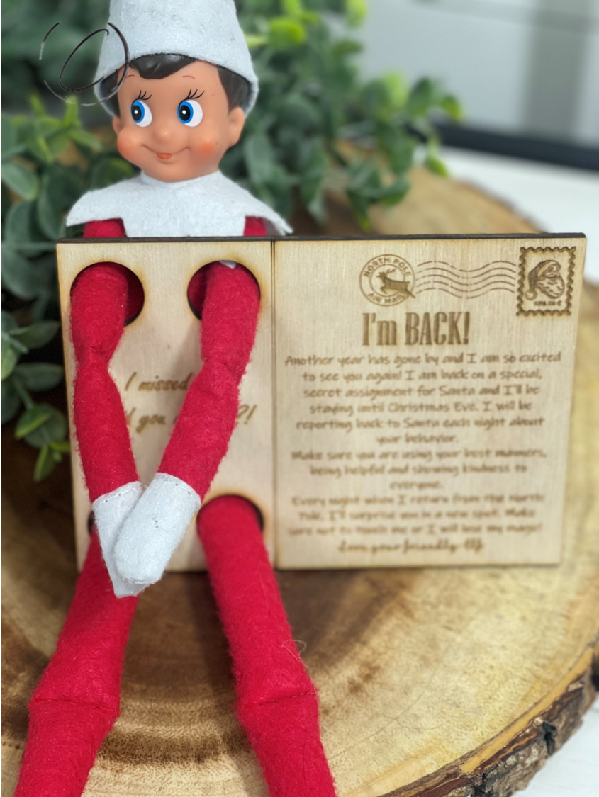Elf Postcard Wood Ornament