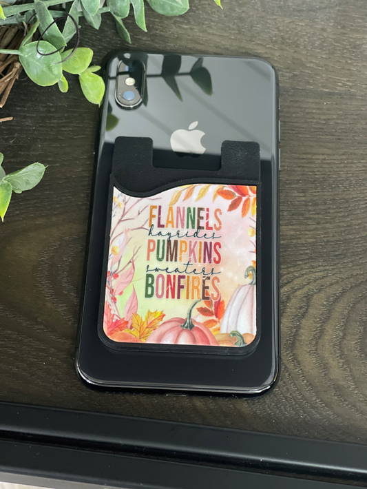 Flannels, Pumpkins, Bonfires Card Caddy Phone Wallet
