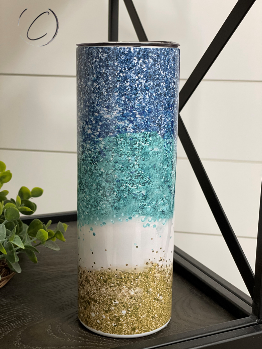 Glitter Ocean 20oz Skinny Tumbler