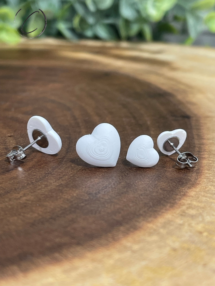 Heart White Stud Earrings