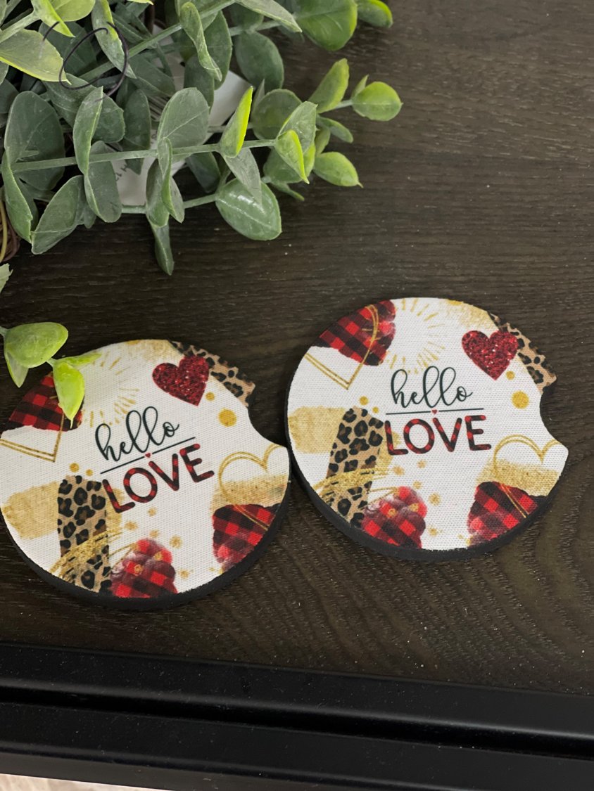 Hello Love Car Coaster Set