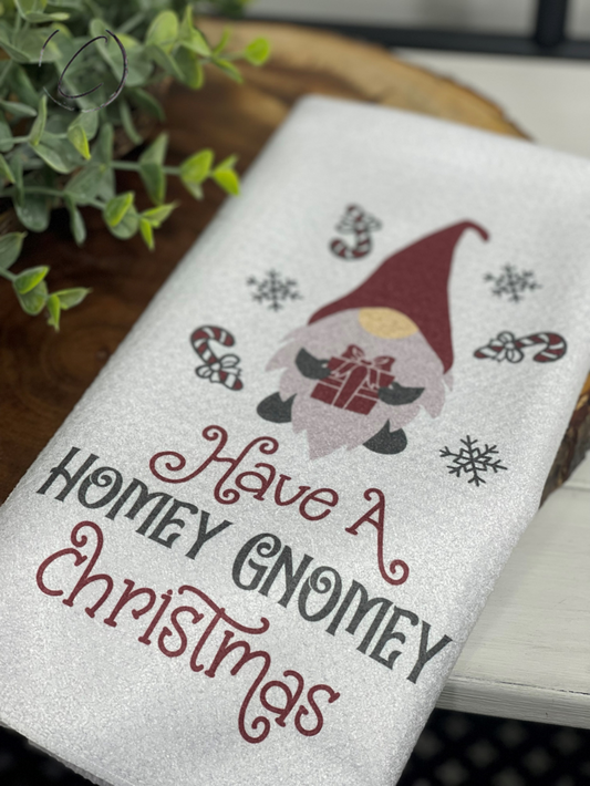 Homey Gnomey Christmas Waffle Weave Tea Towel