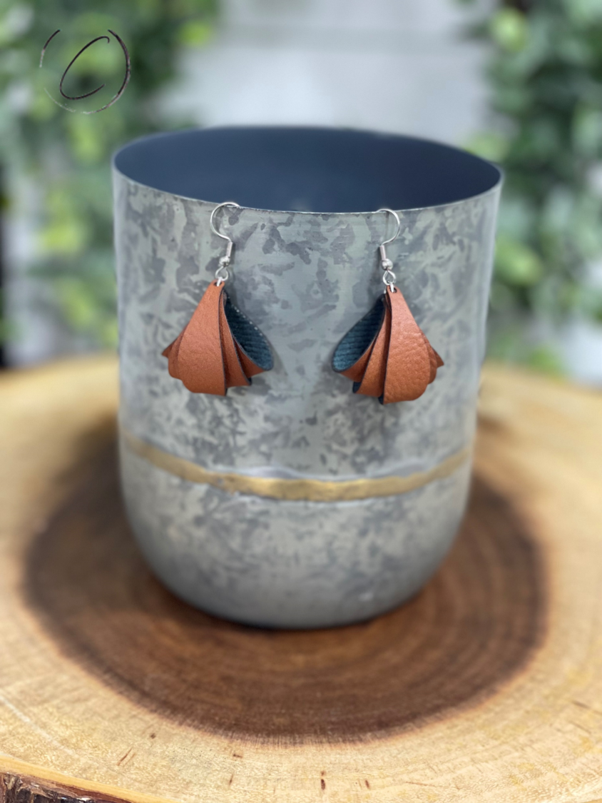 Layered Bell Chestnut Dangle Earrings