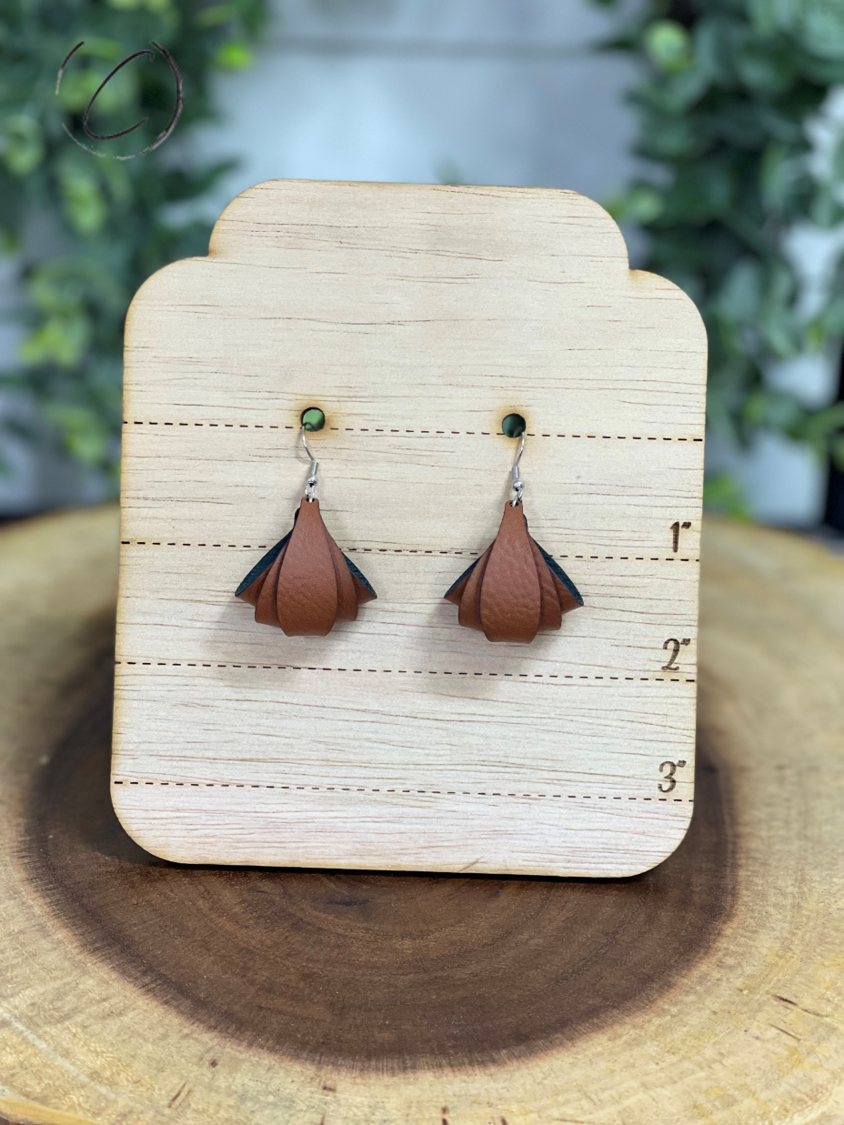 Layered Bell Chestnut Dangle Earrings