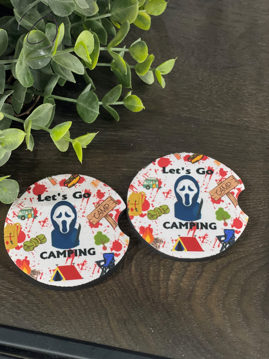 Let's Go Camping Horror Car Coaster Set