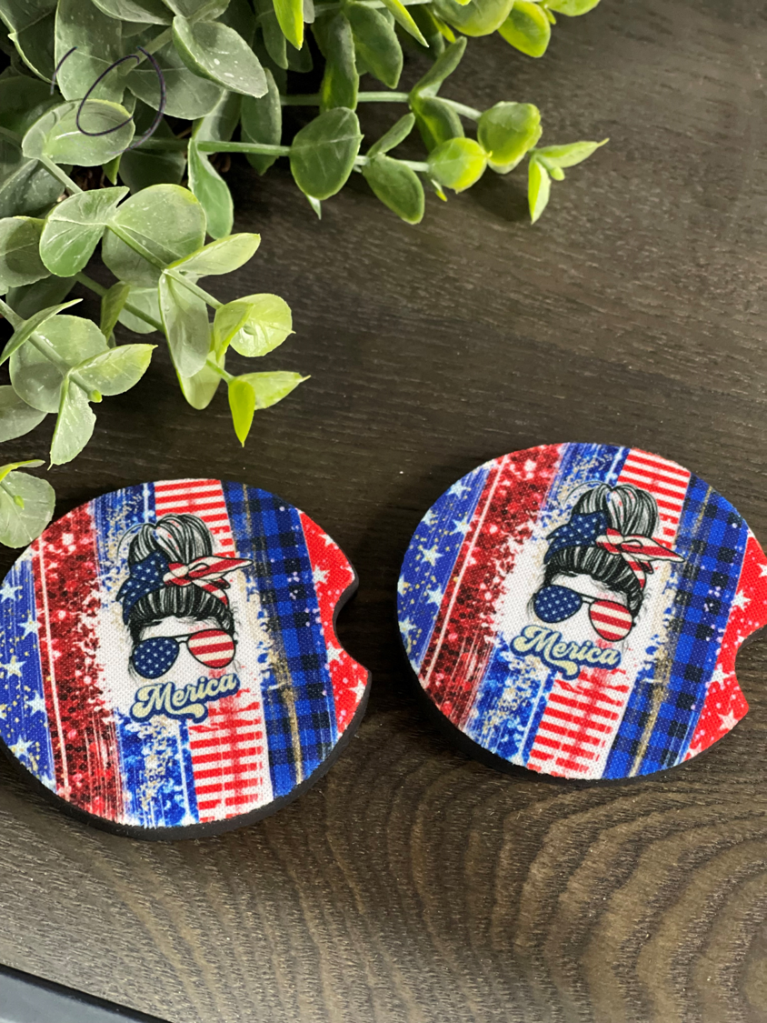 Merica Car Coaster Set