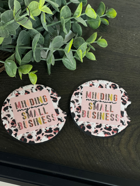 Minding My Own Small Business Car Coaster Set
