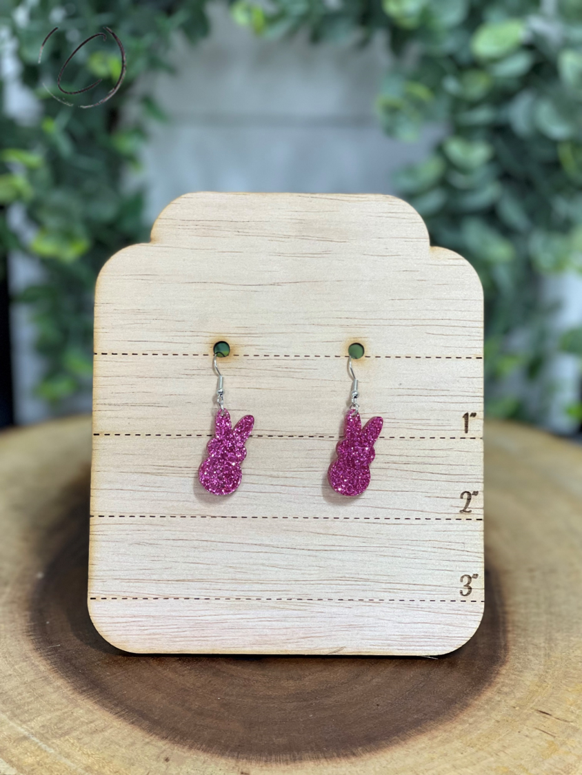 Peeps Pink Glitter Dangle Earrings