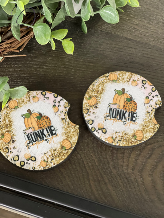 Pumpkin Spice Junkie Neoprene Car Coaster Set