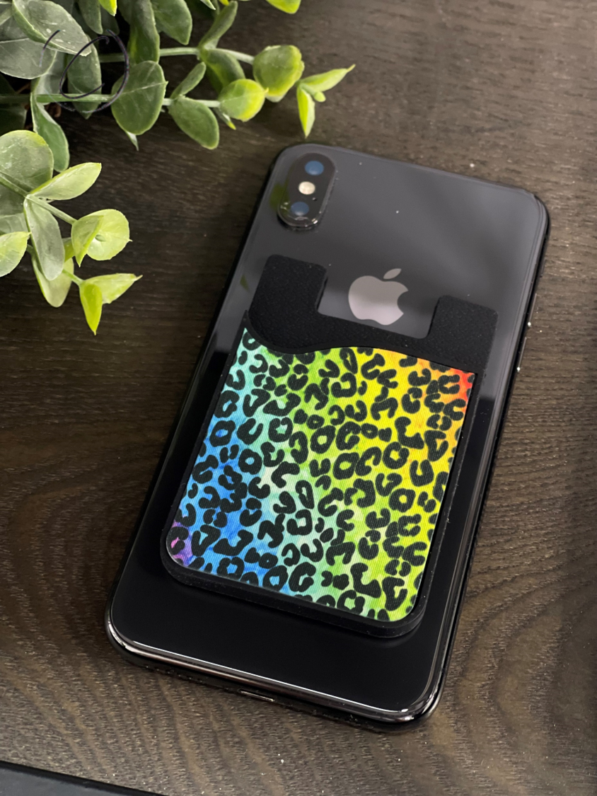 Rainbow Leopard Card Caddy Phone Wallet