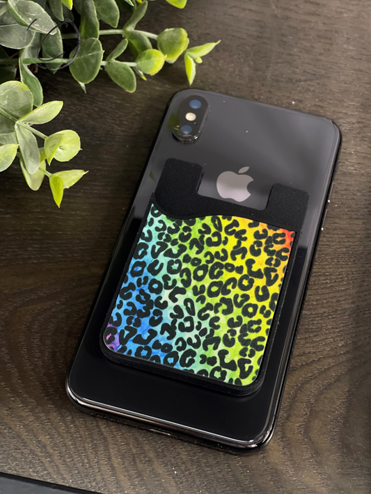 Rainbow Leopard Card Caddy Phone Wallet