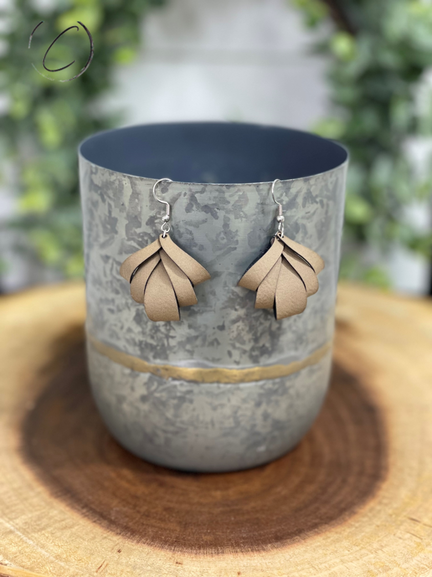 Reversed Layered Bell Buckskin Dangle Earrings