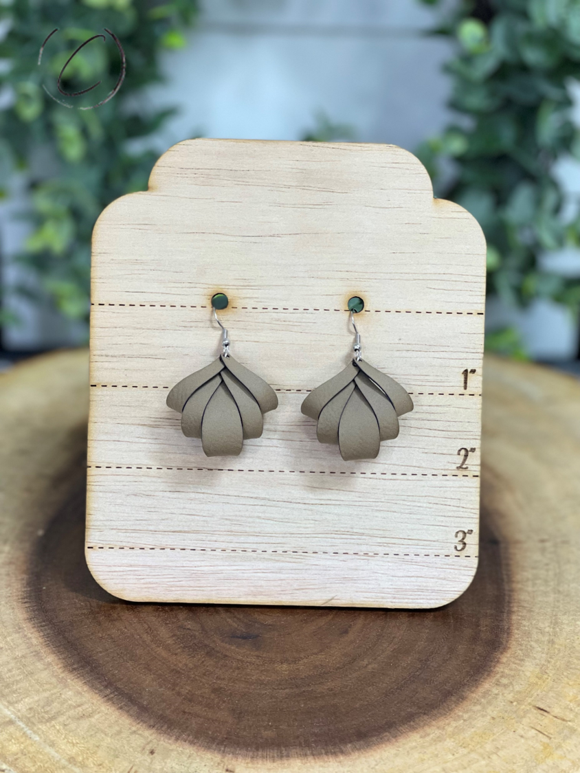 Reversed Layered Bell Buckskin Dangle Earrings