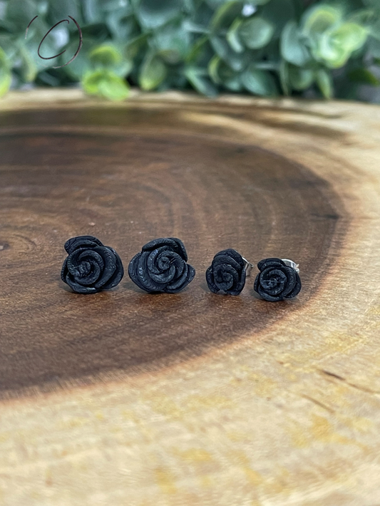 Rose Black Stud Earrings