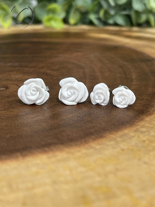 Rose White Stud Earrings