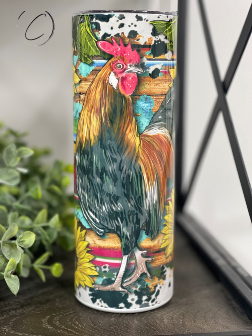 Western Sunflower Rooster 20oz Skinny Tumbler